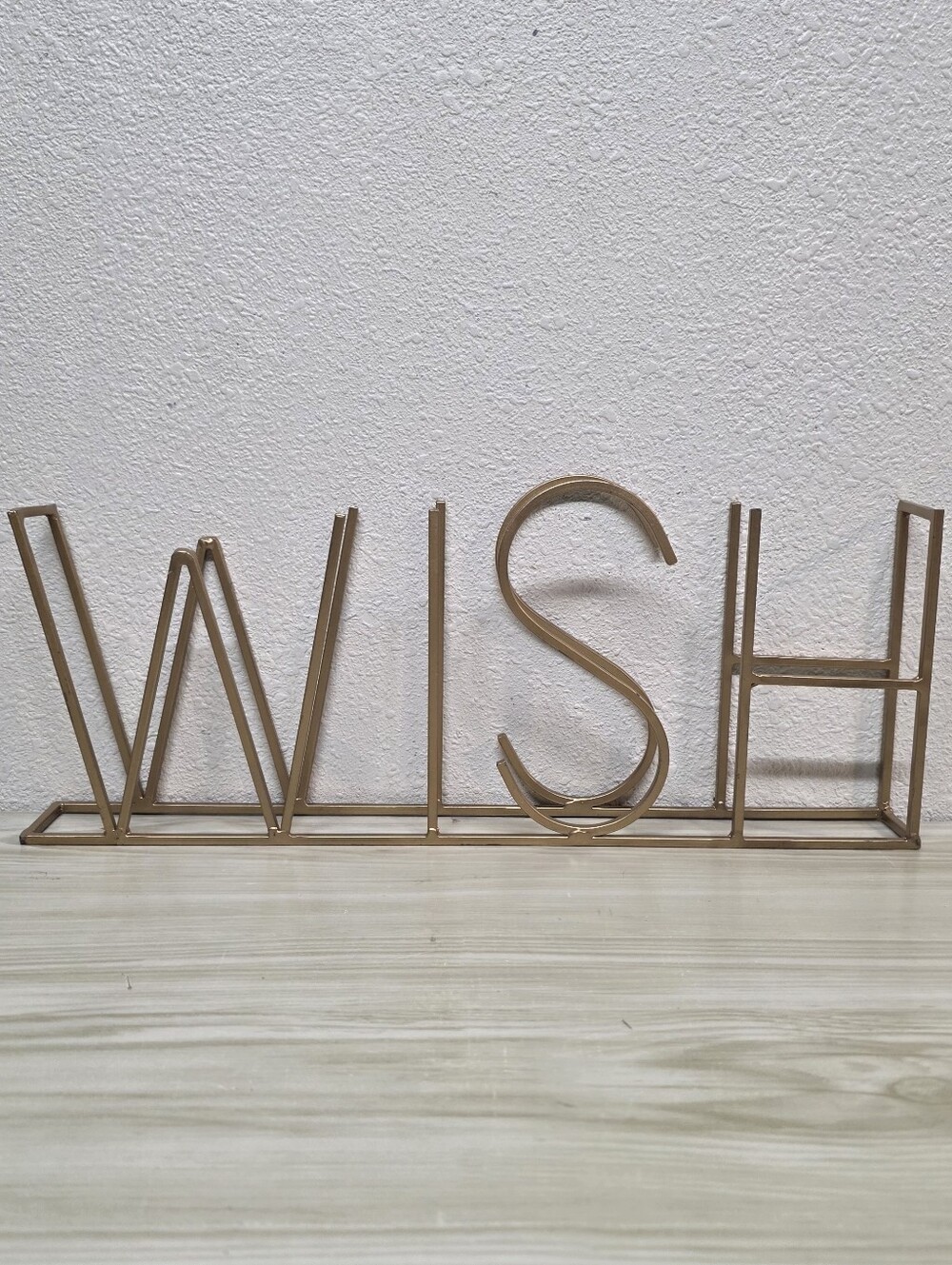 Home Decor 'WISH' Metal Artwork Goldtone Shelf Or Wall